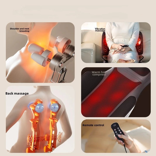Full Body Massage Seat Cushion with Heat Vibration Warmer Back Massager for Chair Pad Kneading Christmas Gifts for Women Men Hom