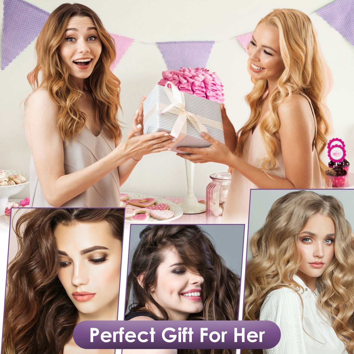 1 ferro arricciacapelli con ioni in ceramica da 1,41 pollici, arricciacapelli profondo, doppia tensione, antiscottatura, ferro arricciacapelli, piastra per capelli con 5 temperature, spegnimento automatico, riscaldamento rapido in 30 secondi