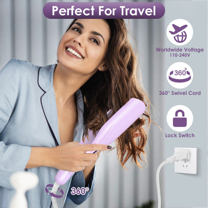 1 ferro arricciacapelli con ioni in ceramica da 1,41 pollici, arricciacapelli profondo, doppia tensione, antiscottatura, ferro arricciacapelli, piastra per capelli con 5 temperature, spegnimento automatico, riscaldamento rapido in 30 secondi