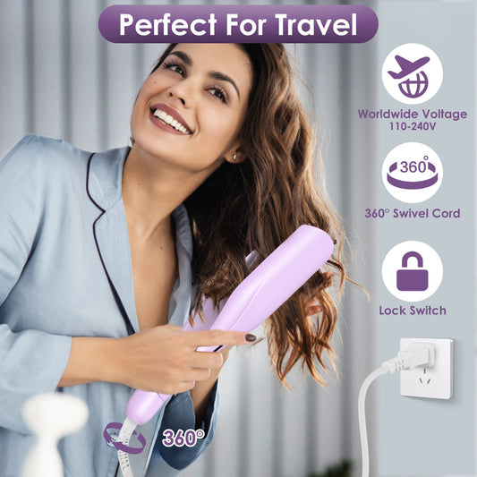 1 ferro arricciacapelli con ioni in ceramica da 1,41 pollici, arricciacapelli profondo, doppia tensione, antiscottatura, ferro arricciacapelli, piastra per capelli con 5 temperature, spegnimento automatico, riscaldamento rapido in 30 secondi