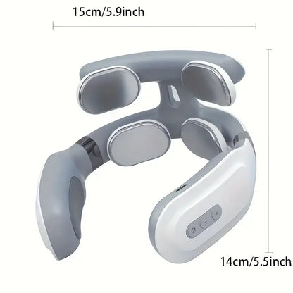 Portable 4D Electric Neck & Shoulder Massager USB Rechargeable Heating Hot Pressing Magnetic Pulse Neck Massage Instrument