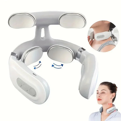 Portable 4D Electric Neck & Shoulder Massager USB Rechargeable Heating Hot Pressing Magnetic Pulse Neck Massage Instrument